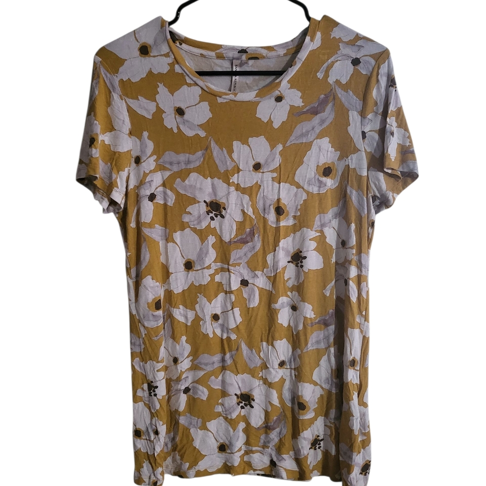 Banana Republic Mustard and White Floral Tee